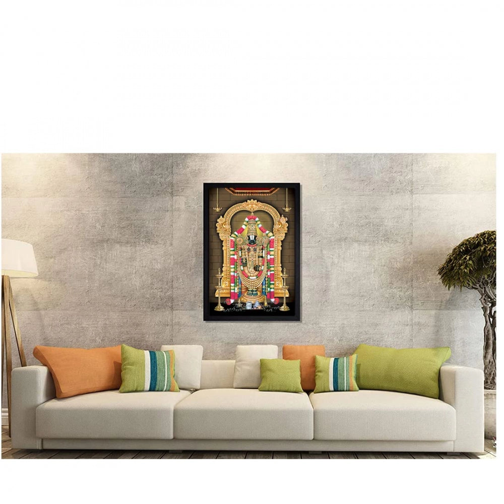 Amfyn Tirupati Balaji Painting with Synthetic Photo Frame (Multicolor)