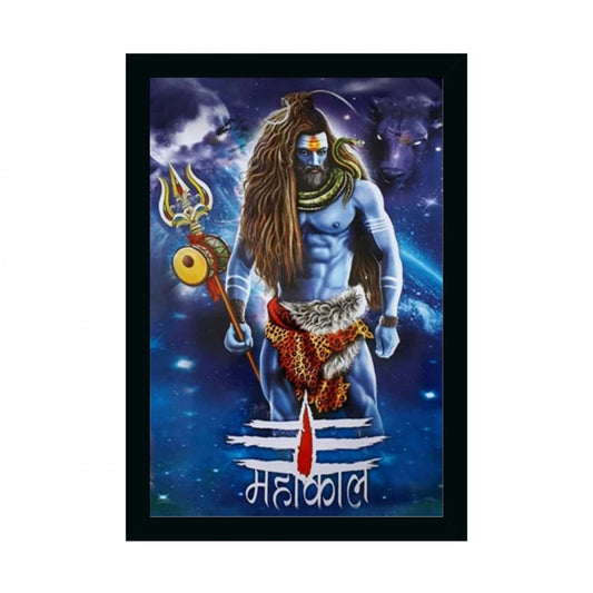 Amfyn Mahakal Painting with Synthetic Photo Frame (Multicolor)