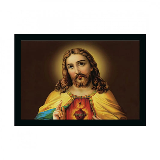 Amfyn Lord Jesus Christ Painting with Synthetic Photo Frame (Multicolor)