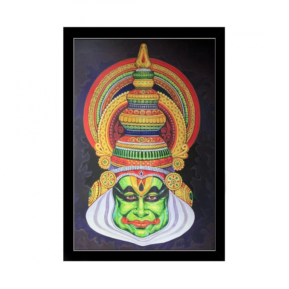 Amfyn Kerala Traditional Kathakali Painting with Synthetic Photo Frame (Multicolor)