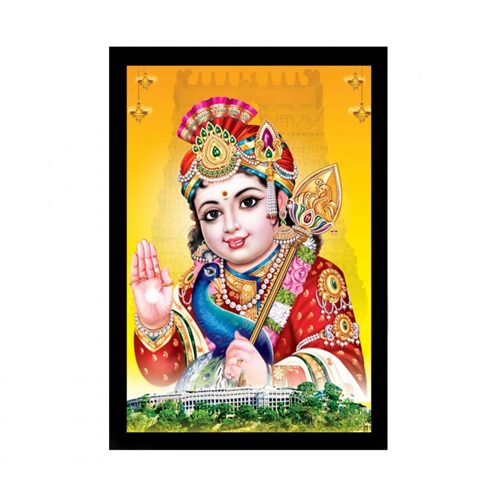 Amfyn Murugan Painting with Synthetic Photo Frame (Multicolor)