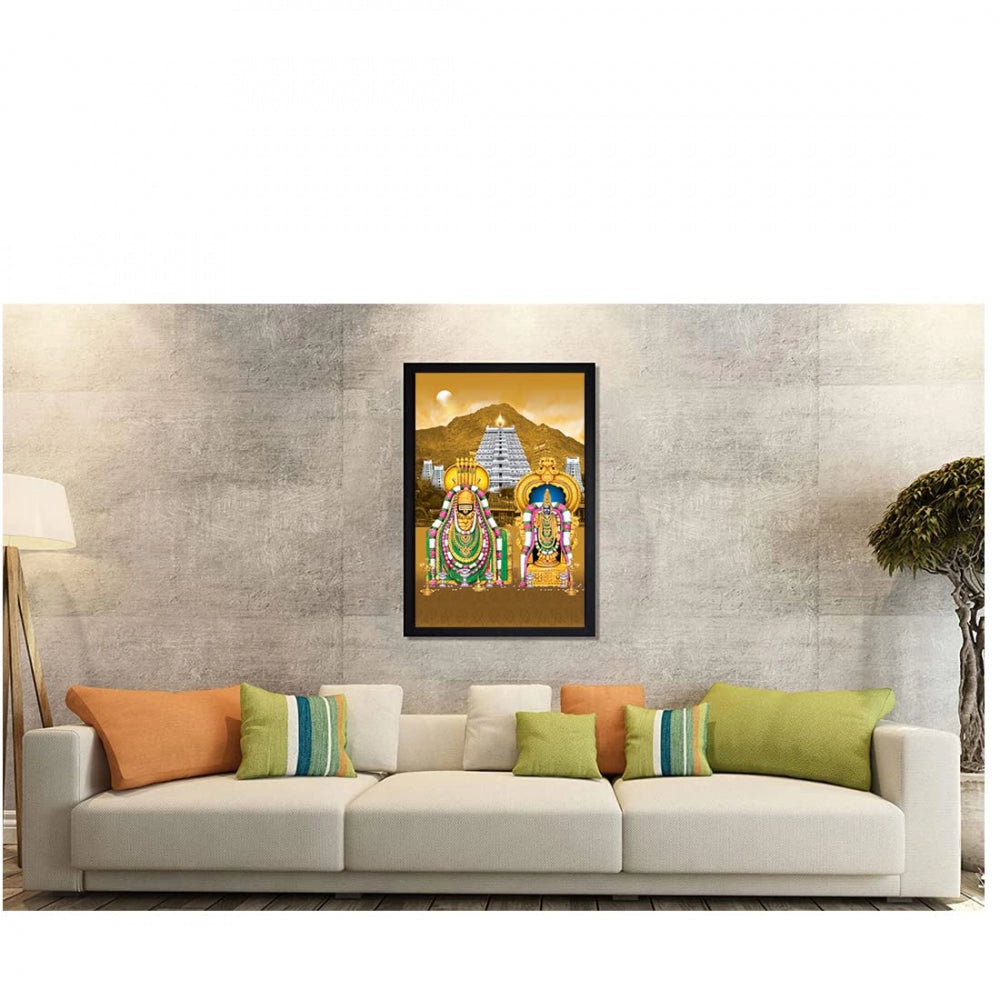 Amfyn Tirupati Balaji Painting with Synthetic Photo Frame (Multicolor)