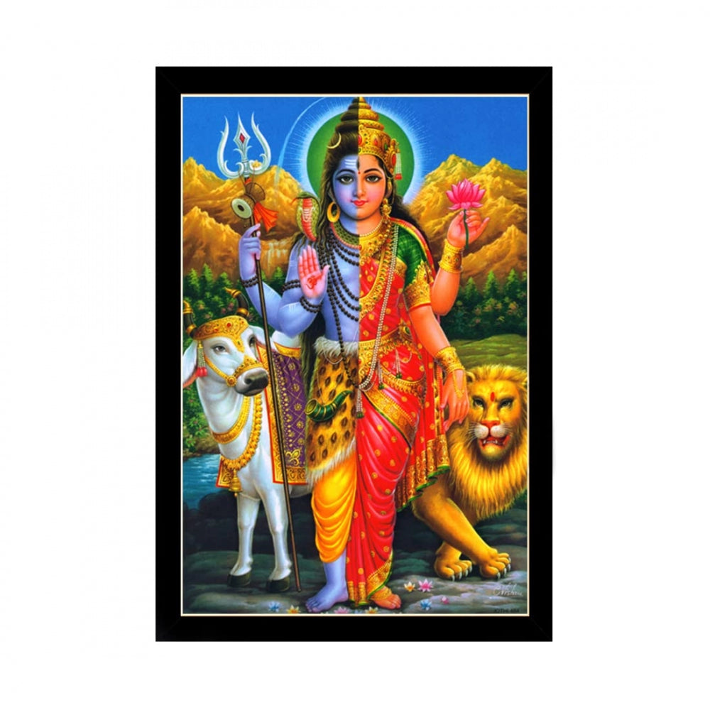 Amfyn Lord Shiva Painting with Synthetic Photo Frame (Multicolor)