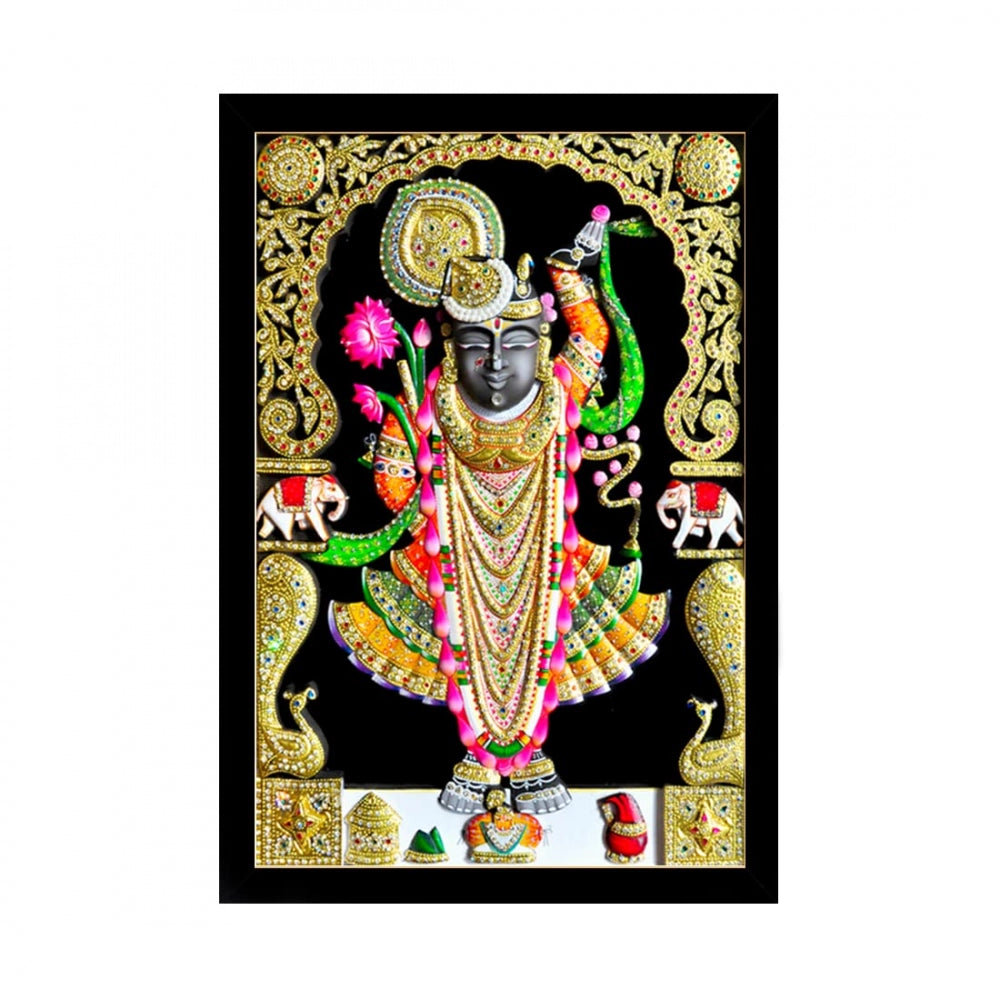 Amfyn Shrinathji Painting with Synthetic Photo Frame (Multicolor)