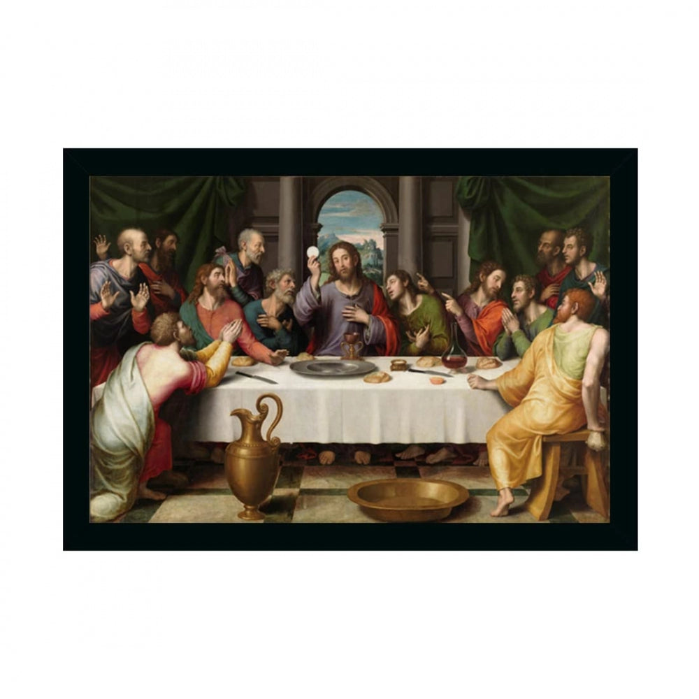Amfyn Jesus Christ Painting with Synthetic Photo Frame (Multicolor)