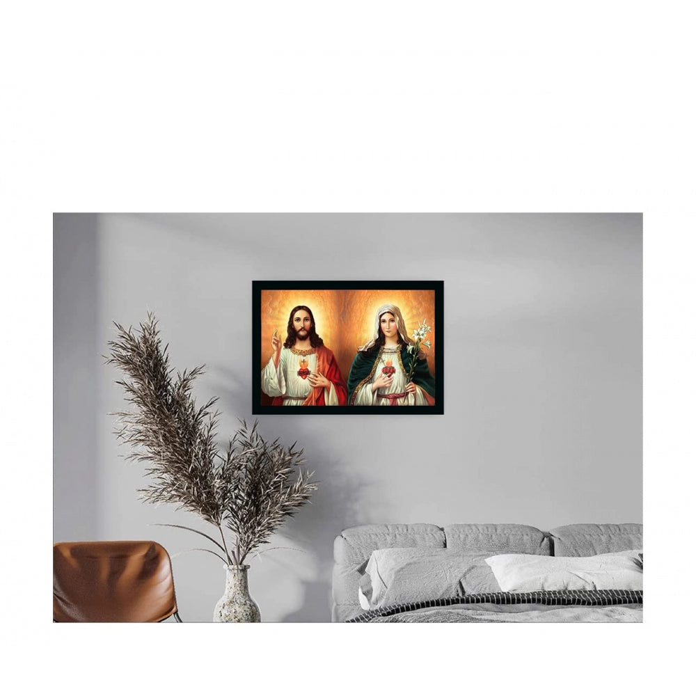 Amfyn Jesus Christ Painting with Synthetic Photo Frame (Multicolor)
