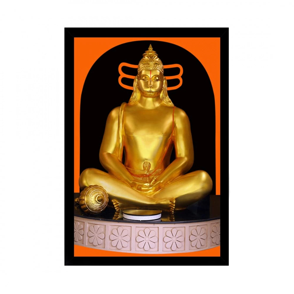 Amfyn Lord Hanuman Ji Painting with Synthetic Photo Frame (Multicolor)