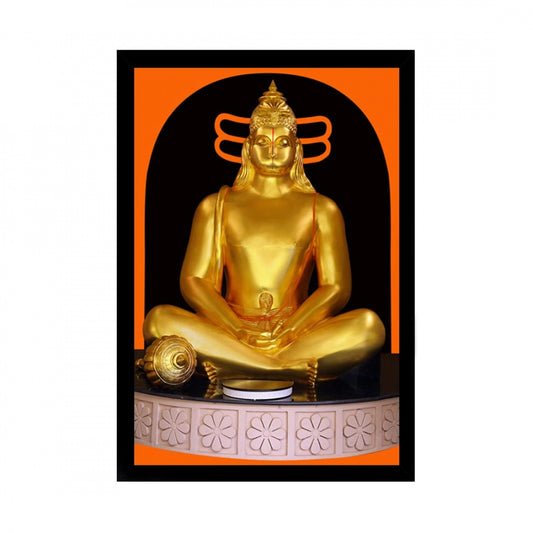 Amfyn Lord Hanuman Ji Painting with Synthetic Photo Frame (Multicolor)