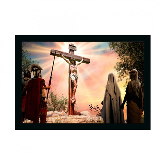 Amfyn Jesus Christ Painting with Synthetic Photo Frame (Multicolor)