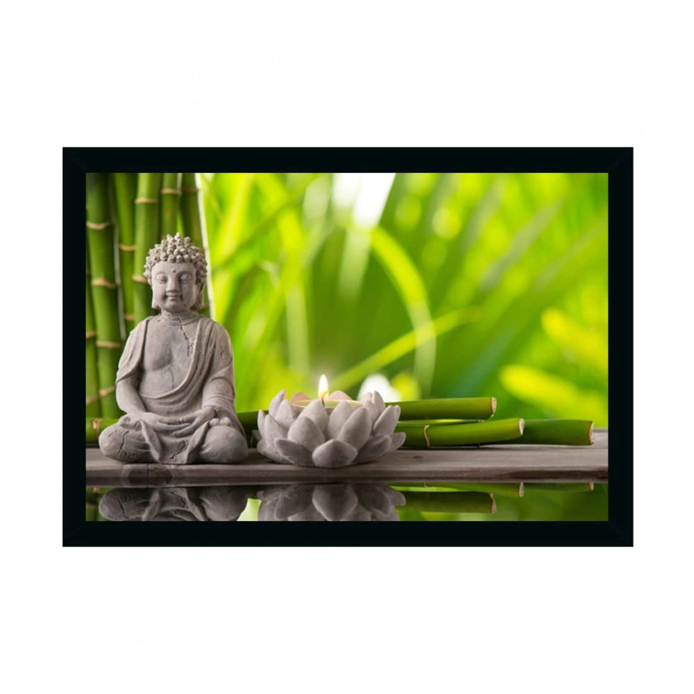 Fashion Buddha Painting with Synthetic Photo Frame (Multicolor)