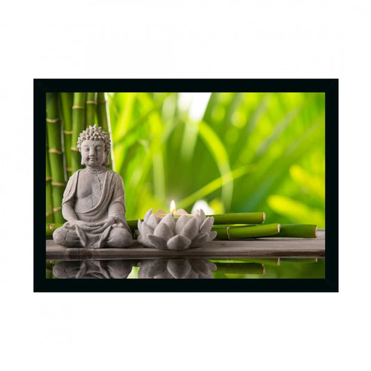 Fashion Buddha Painting with Synthetic Photo Frame (Multicolor)