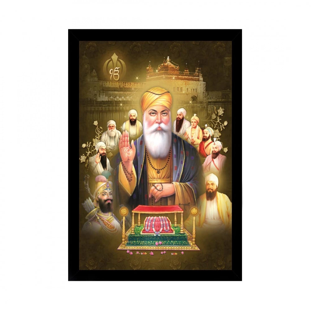 Amfyn Guru Nanak Painting with Synthetic Photo Frame (Multicolor)