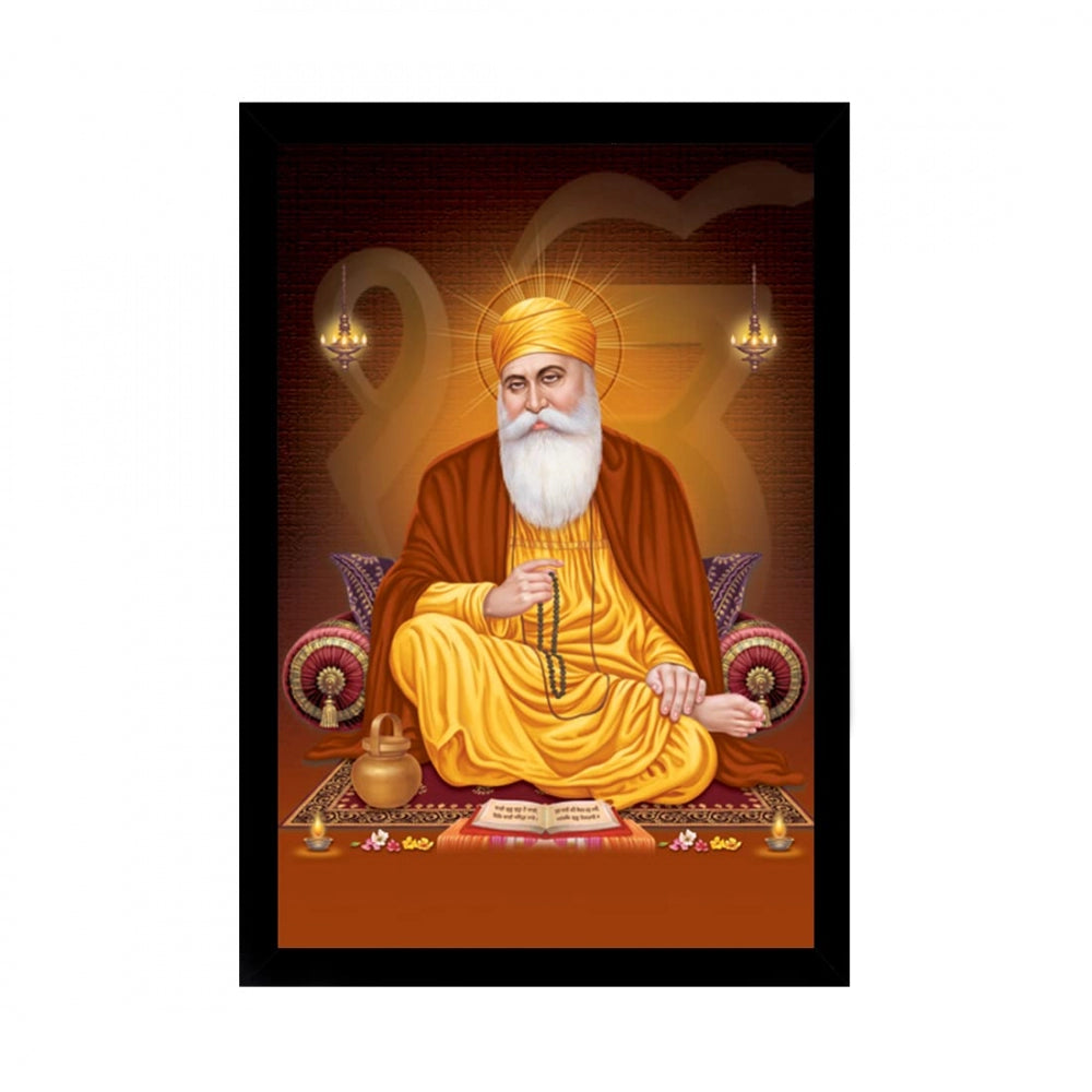 Amfyn Guru Nanak Painting with Synthetic Photo Frame (Multicolor)