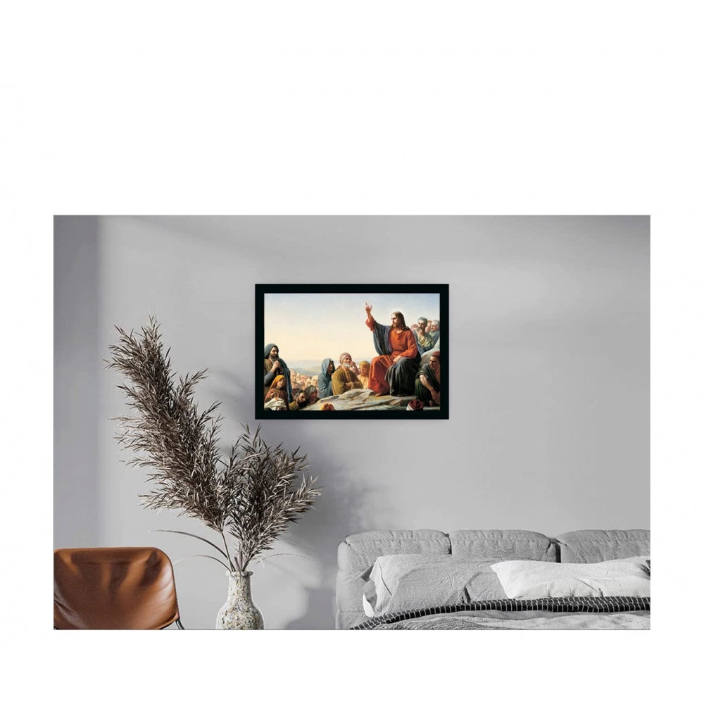 Amfyn Lord Jesus Painting with Synthetic Photo Frame (Multicolor)