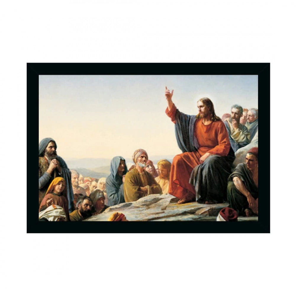 Amfyn Lord Jesus Painting with Synthetic Photo Frame (Multicolor)