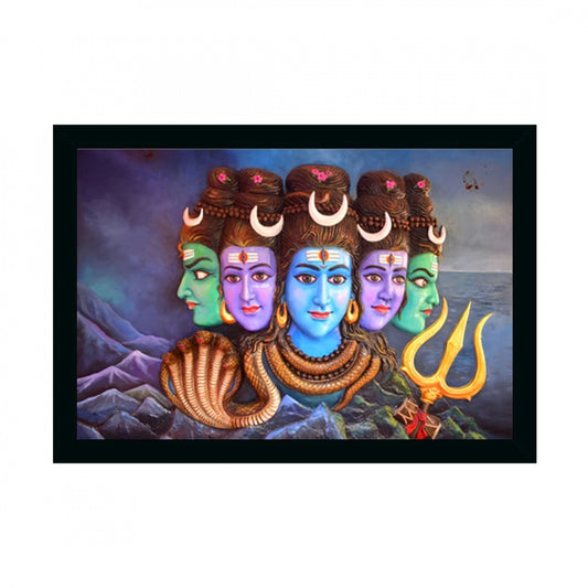 Amfyn Lord Shiva Painting with Synthetic Photo Frame (Multicolor)