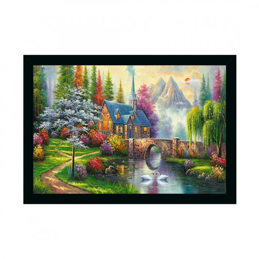 Amfyn Natural Scenery Painting with Synthetic Photo Frame (Multicolor)