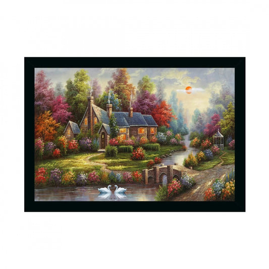 Amfyn Natural Scenery Painting with Synthetic Photo Frame (Multicolor)