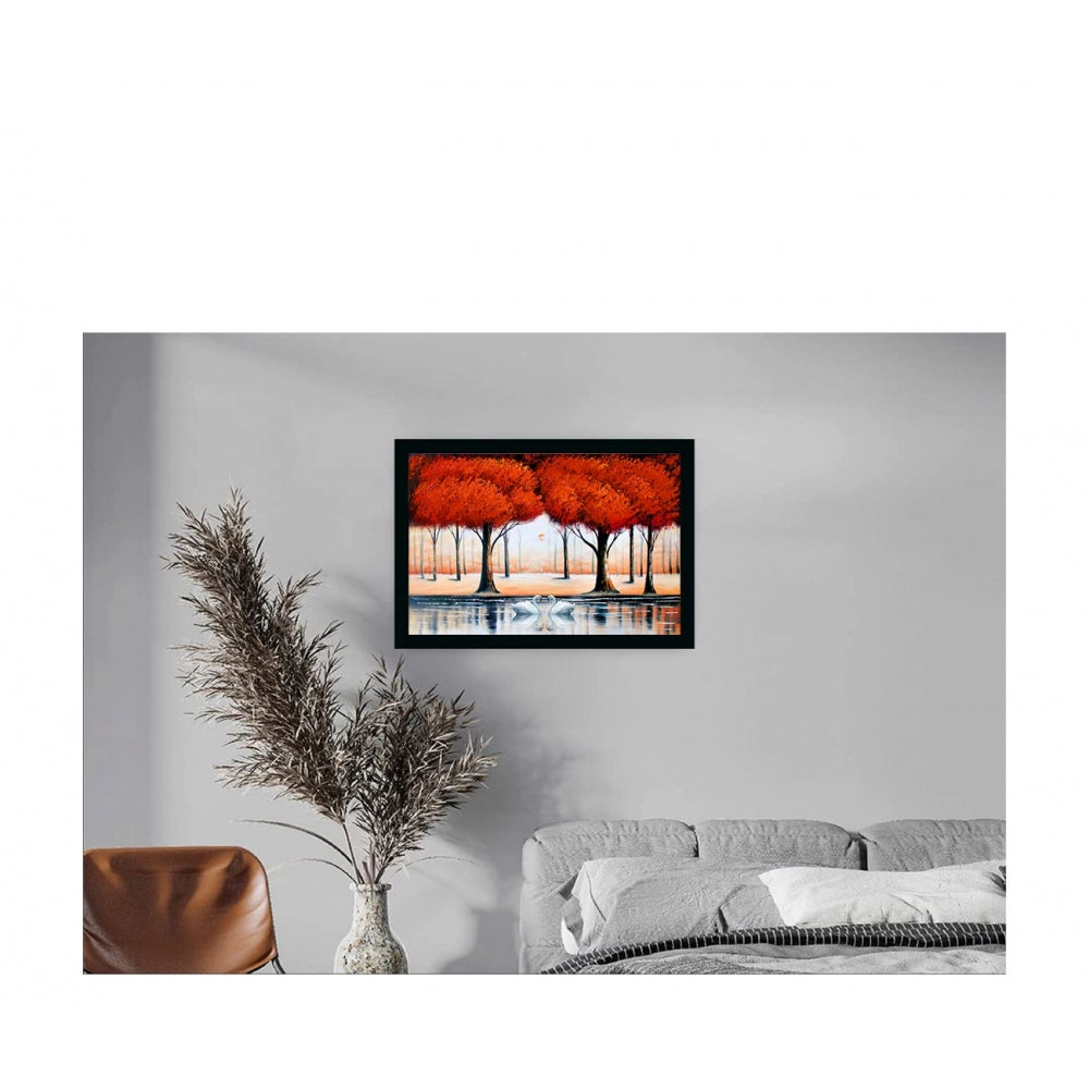 Amfyn Tree Painting Painting with Synthetic Photo Frame (Multicolor)