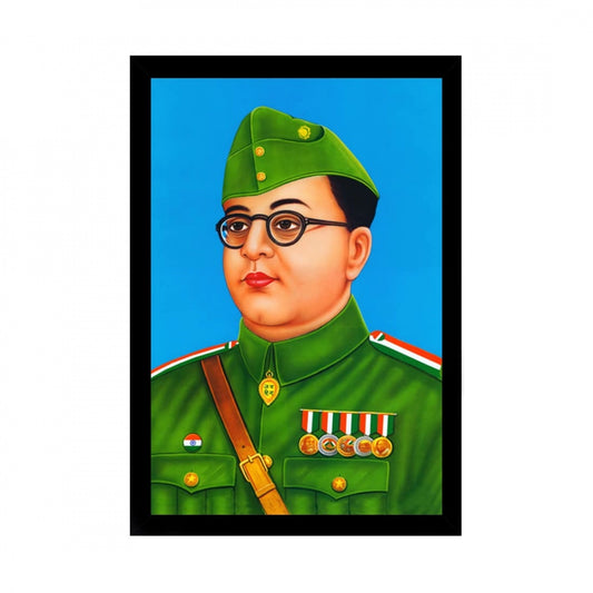 Amfyn Shubham Chandra Bose Painting with Synthetic Photo Frame (Multicolor)