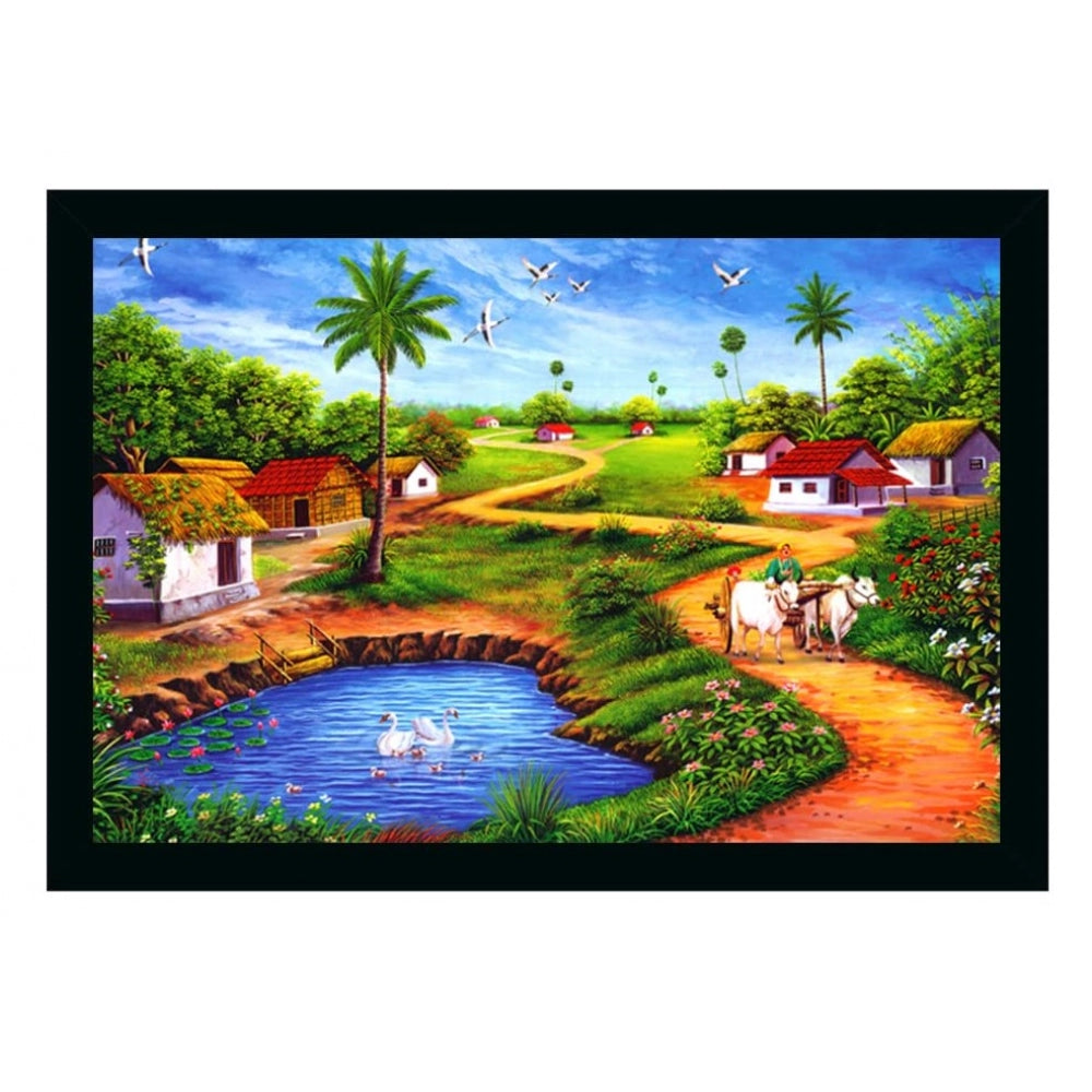 Amfyn Natural photo Painting with Synthetic Photo Frame (Multicolor)