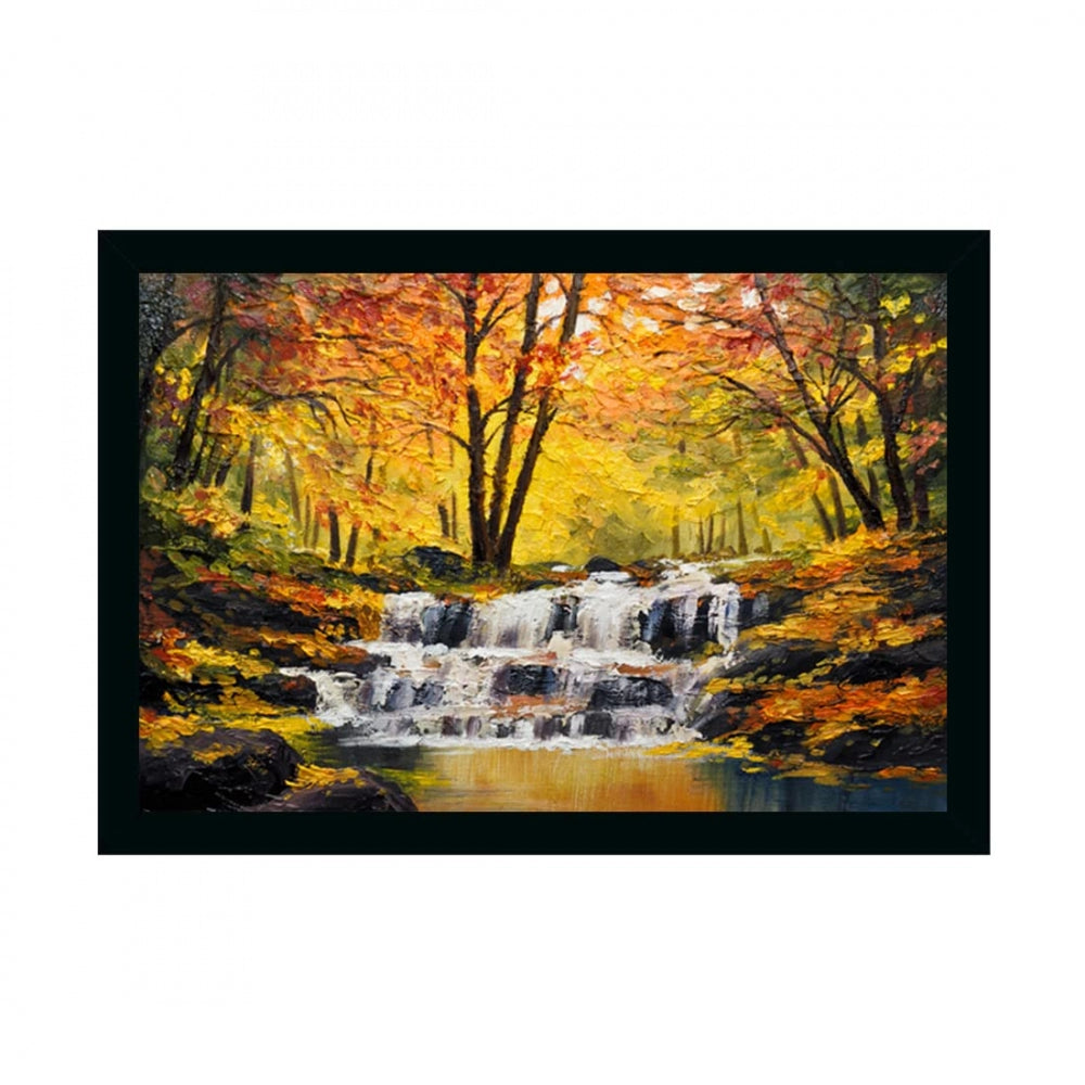 Amfyn Natural Wate Painting with Synthetic Photo Frame (Multicolor)