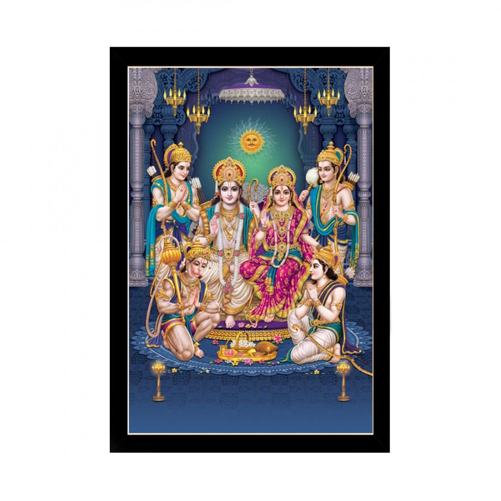 Amfyn Shree Ram Painting with Synthetic Photo Frame (Multicolor)