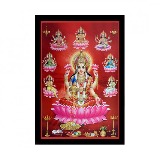 Amfyn Maa Laxmi Painting with Synthetic Photo Frame (Multicolor)
