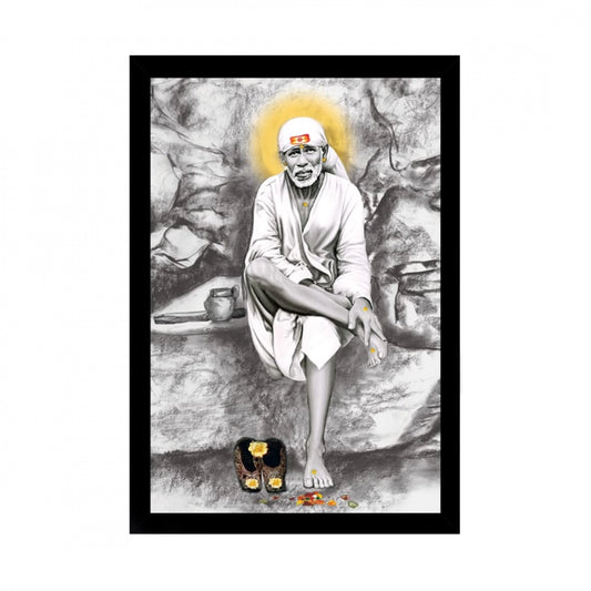 Amfyn Saibaba Painting with Synthetic Photo Frame (Multicolor)