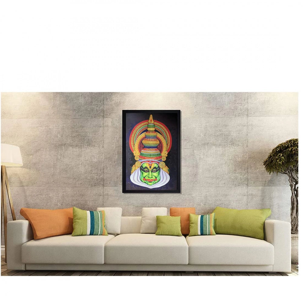 Amfyn Kerala Traditional Kathakali Painting with Synthetic Photo Frame (Multicolor)