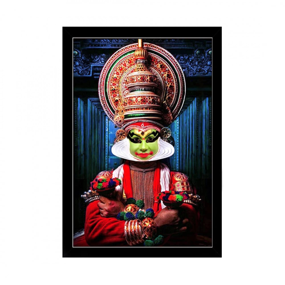 Amfyn Kerala Traditional Kathakali Painting with Synthetic Photo Frame (Multicolor)