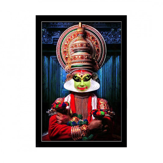 Amfyn Kerala Traditional Kathakali Painting with Synthetic Photo Frame (Multicolor)
