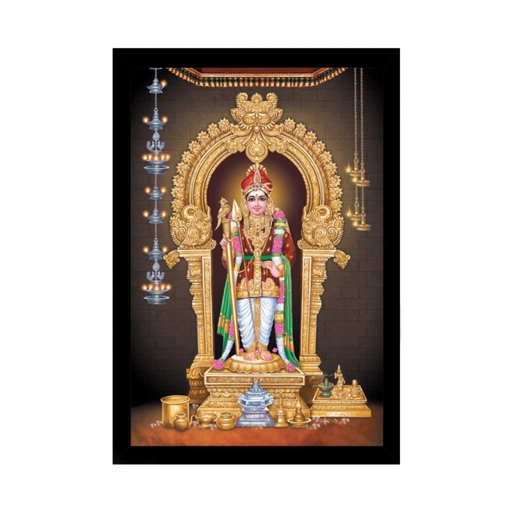 Amfyn Murugan Painting with Synthetic Photo Frame (Multicolor)