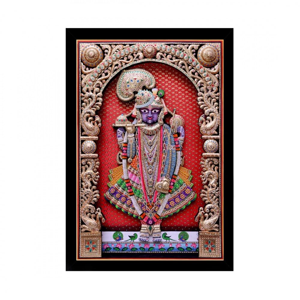 Amfyn Shrinathji Painting with Synthetic Photo Frame (Multicolor)