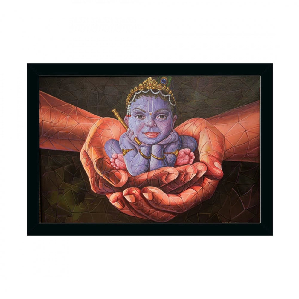 Amfyn Radha Krishna Painting with Synthetic Photo Frame (Multicolor)