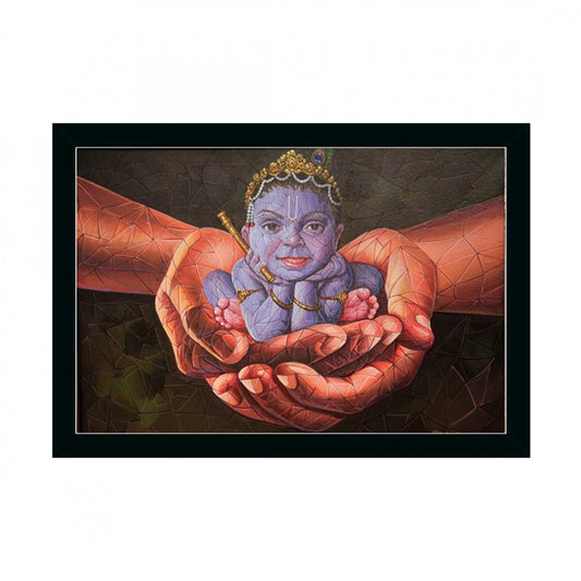Amfyn Radha Krishna Painting with Synthetic Photo Frame (Multicolor)