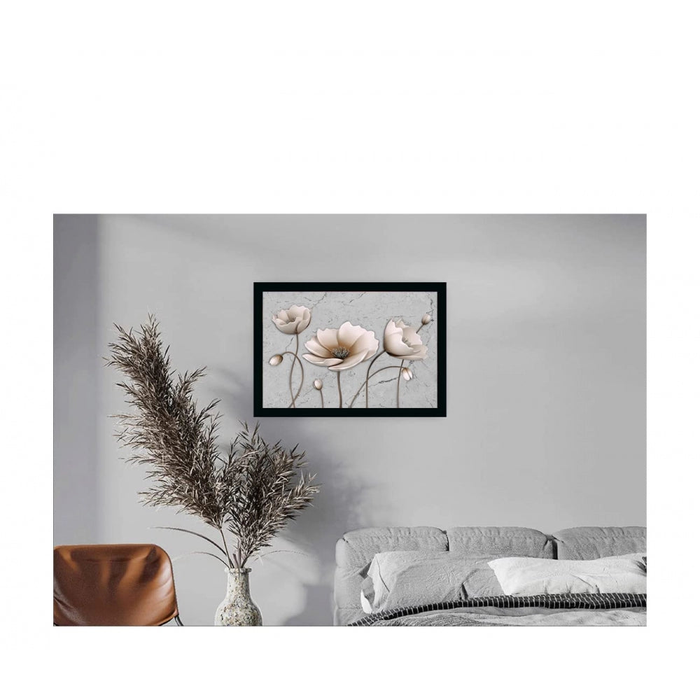 Amfyn Flower Painting with Synthetic Photo Frame (Multicolor)