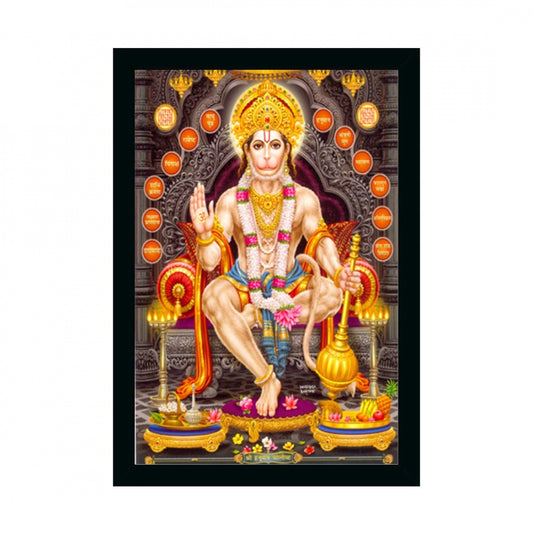 Amfyn Hanuman Ji Painting with Synthetic Photo Frame (Multicolor)