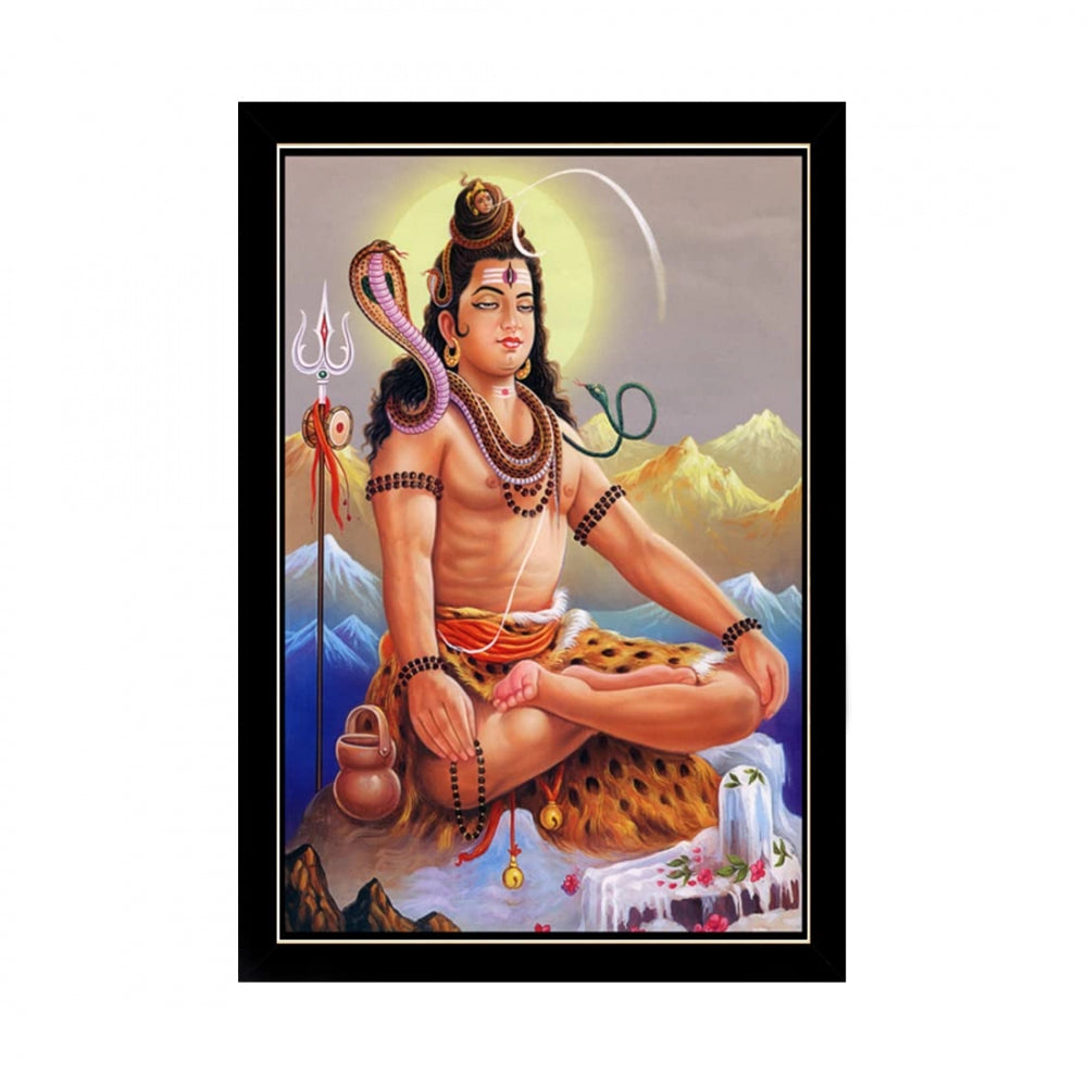 Fashion Lord Shiva Painting with Synthetic Photo Frame (Multicolor)