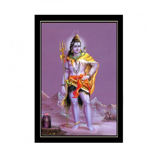 Fashion Lord Shiva Painting with Synthetic Photo Frame (Multicolor)