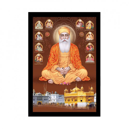 Amfyn Guru Nanak Painting with Synthetic Photo Frame (Multicolor)