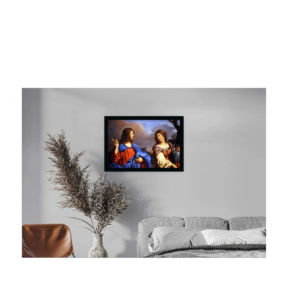 Amfyn Jesus Christ Painting with Synthetic Photo Frame (Multicolor)