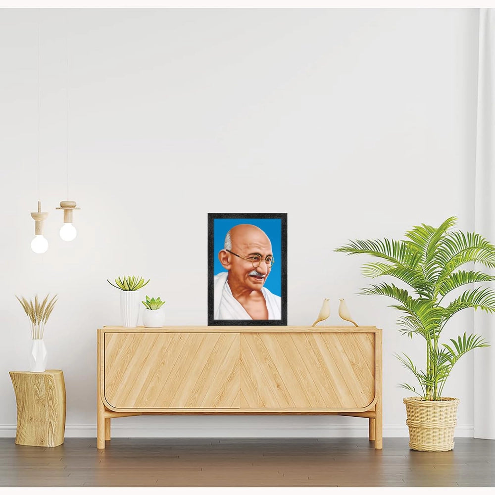 Amfyn Mahatma Gandhi Ji Painting with Synthetic Photo Frame (Multicolor)