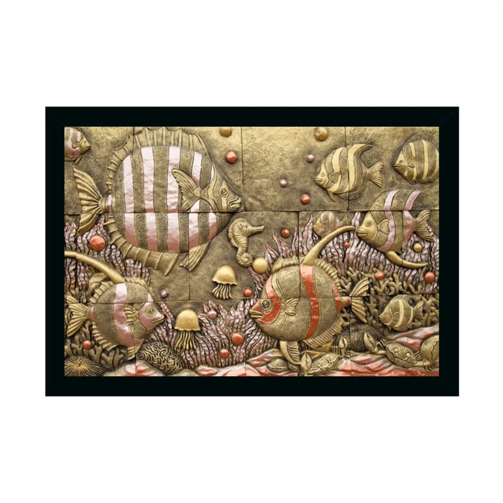 Amfyn Fish Painting Painting with Synthetic Photo Frame (Multicolor)