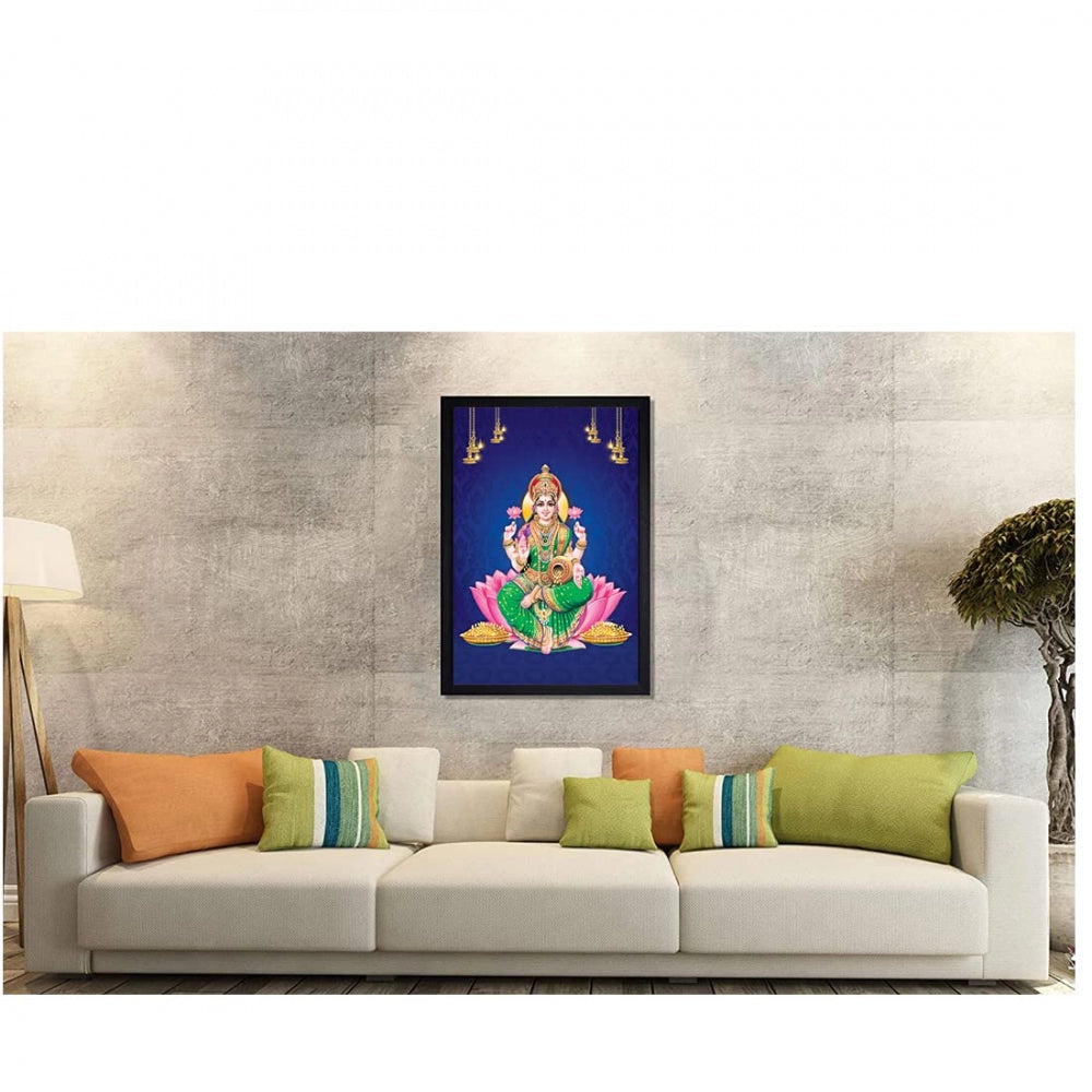 Amfyn Maa Laxmi Ji Painting with Synthetic Photo Frame (Multicolor)