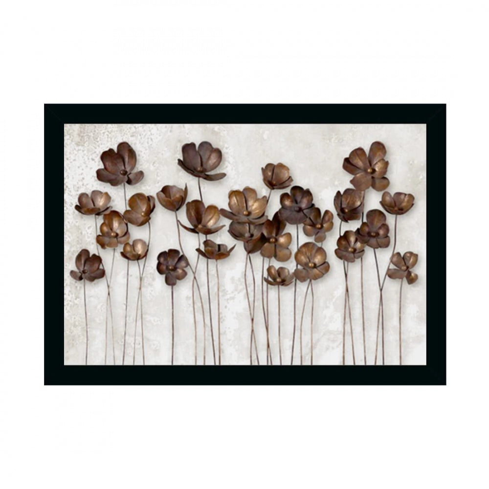 Amfyn Flower Painting with Synthetic Photo Frame (Multicolor)