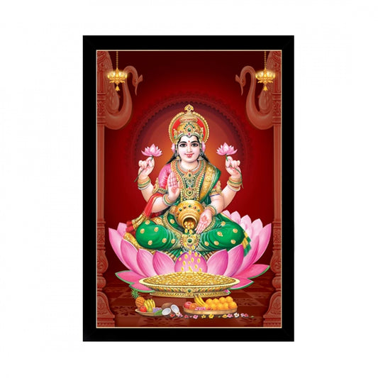 Amfyn Maa Laxmi Painting with Synthetic Photo Frame (Multicolor)