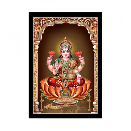 Amfyn Maa Laxmi Painting with Synthetic Photo Frame (Multicolor)