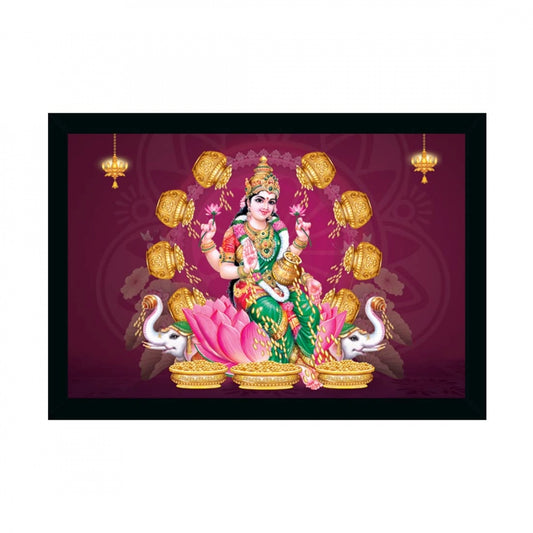 Amfyn Maa Laxmi Painting with Synthetic Photo Frame (Multicolor)