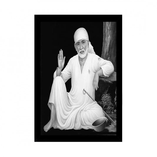Amfyn Saibaba Painting with Synthetic Photo Frame (Multicolor)
